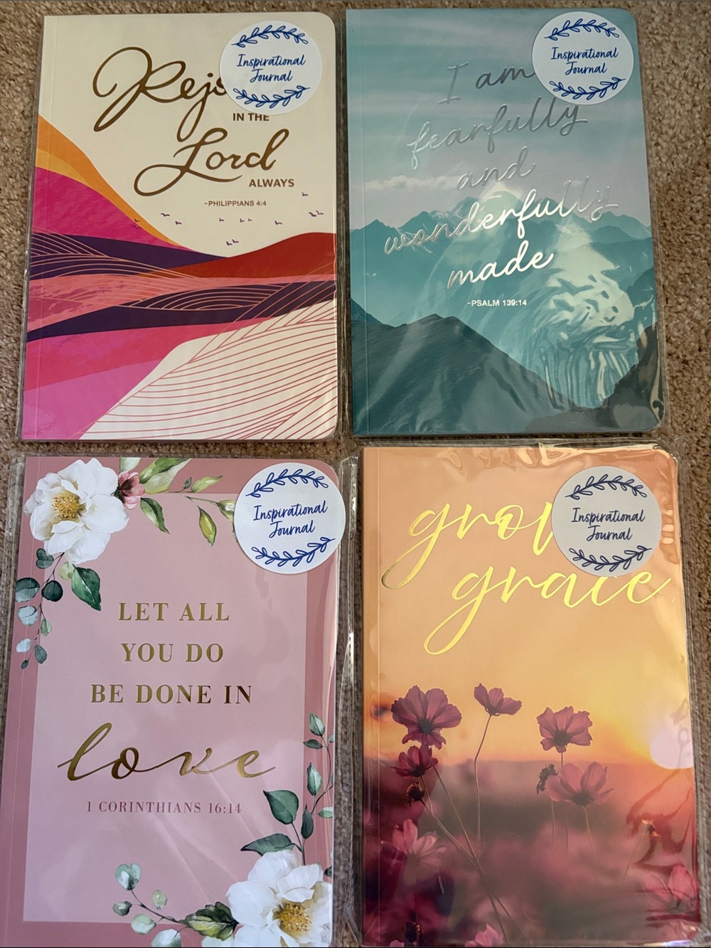 Set of Four Inspirational Bible Verse Journal Notebooks